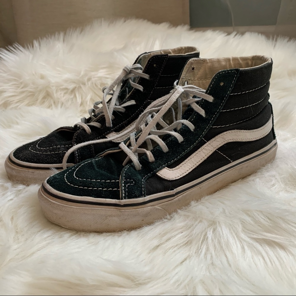 Vans SK8 Hi Tops Black Suede Skate Shoe Womens 8